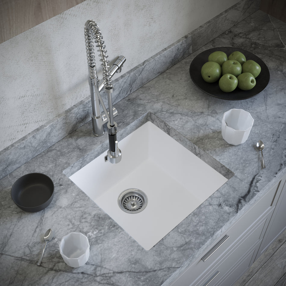 Kitchen Sink with Strainer & Overflow - Luxurious Single Bowl Kitchen Sinks Made of Pressed Material