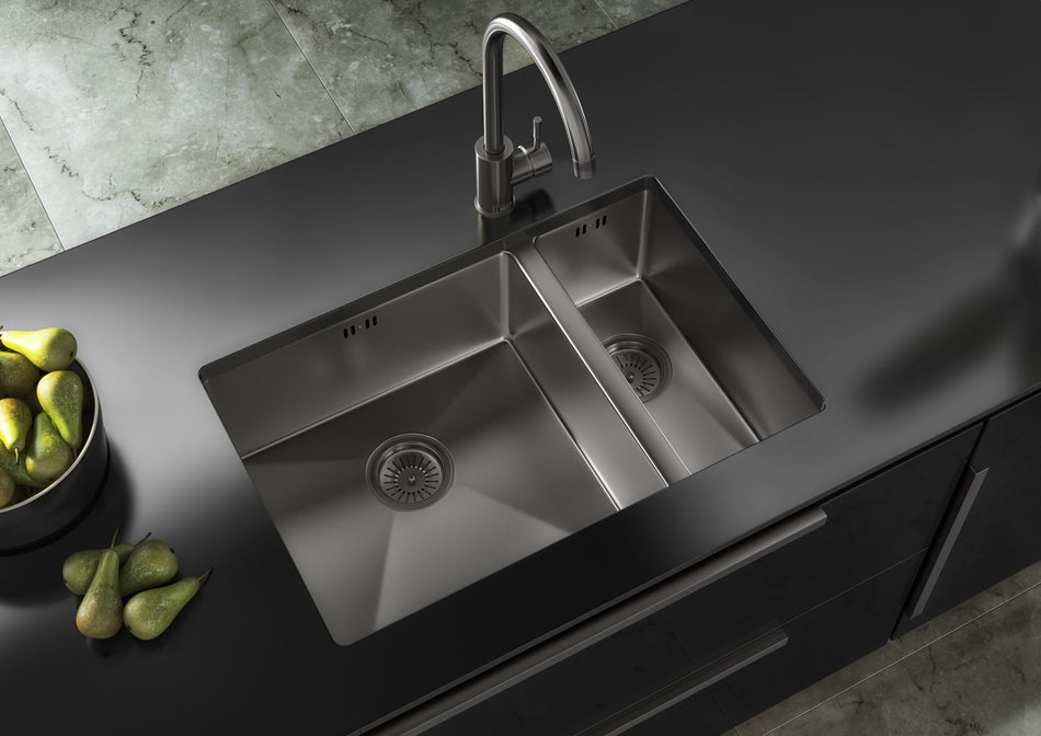 1.5 Bowl Kitchen Sink Stainless Steel with Wastes - Stainless Steel - Inset or Undermounted