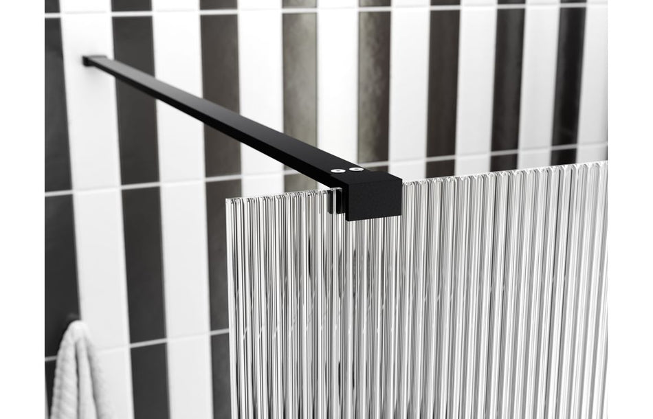 Iconix Fluted Wetroom Panel & Side Panel Arm - Black