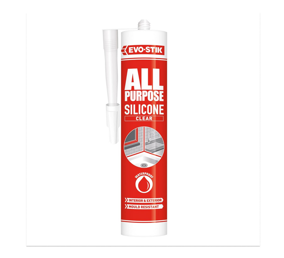 EVO-STIK 30613626 112896 All Purpose Flex Silicone Sealant Clear C20