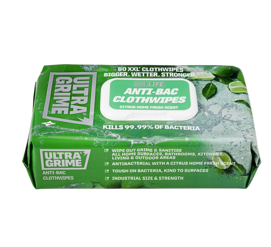 UltraGrime Antibacterial Wipes 80 Thick Large Wipe Pack - large wet wipes - cleaning wipes antibacterial