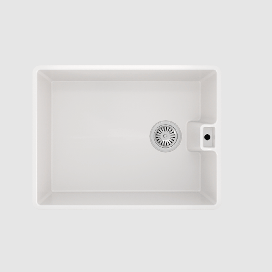 Ellsi Comite Undermount 1.0 Bowl Kitchen Sink and Waste with Overflow 595mm L x 445mm W - Gloss White