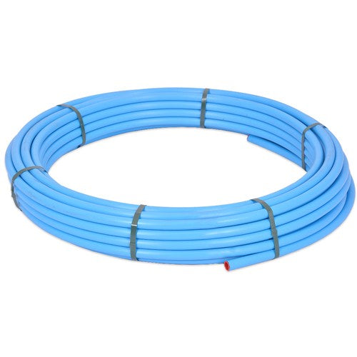 BLUE MDPE POLYTHENE PIPE 20mm PER 25m COIL PEB020X025M